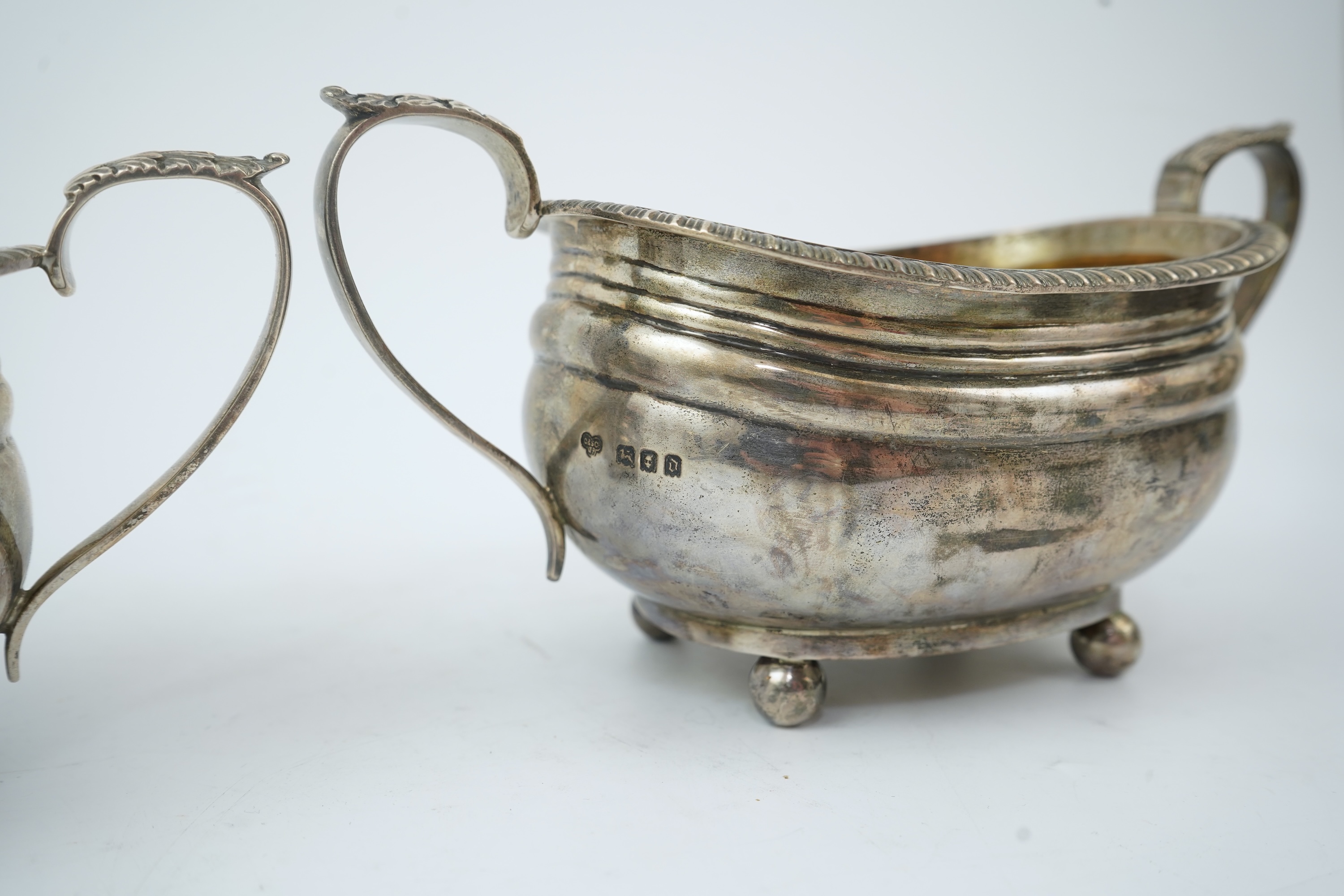 A George V silver four piece tea set, by The Goldsmiths & Silversmiths Co Ltd